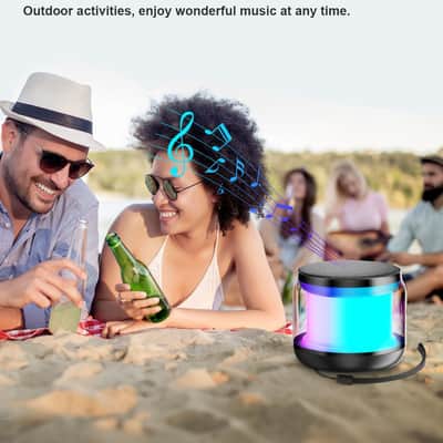 Mini Bluetooth Speaker with TWS Stereo Pairing, Enhanced Bass, LED Lights & Rechargeable Battery, Compact Wireless Speaker image 6