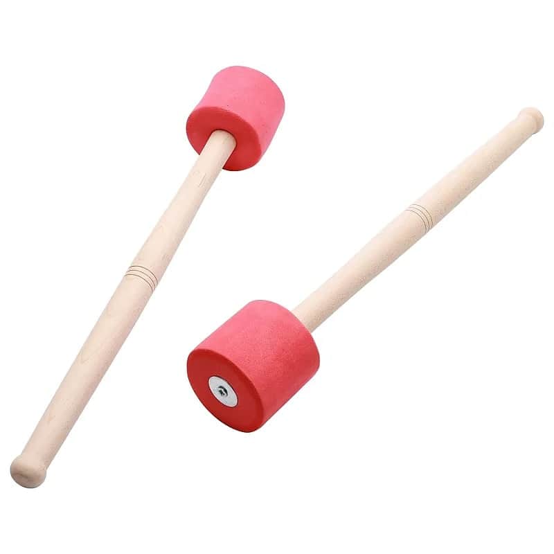 12.8 Inch Drum Mallet Anti-Slip Bass Percussion Sticks Wood Drum Stick Instrument  Band Accessory Part Replacement For Snare, Red image 1