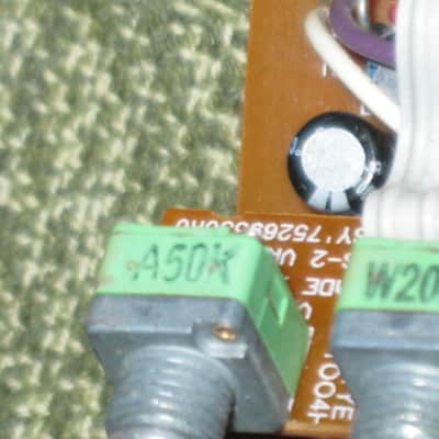 NOT working / For Repair / For parts / AS IS used Boss OS-2 CIRCUIT BOARD with circuit board components and INPUT, OUTPUT, & power jacks (NO: casing, LED, switch, bottom plate, knobs, nuts washers, screws & missing some wires) from around 2007 image 15