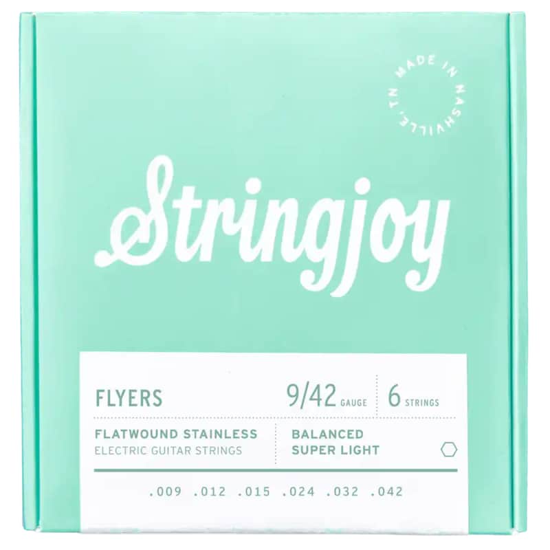 Stringjoy 9-42 Flyers Balanced Super Light Gauge Flatwound Stainless Electric Guitar Strings image 1