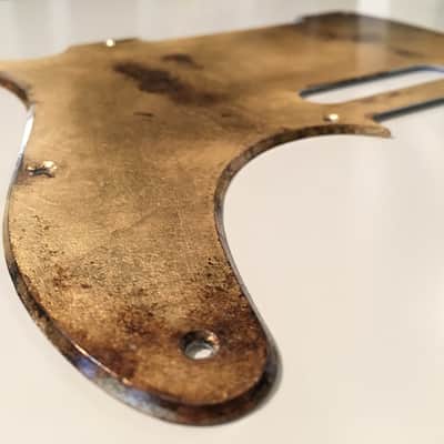 Pickguard Fender Telecaster style GOLD LEAF metallic RELIC scratchplate S vintage aged image 4