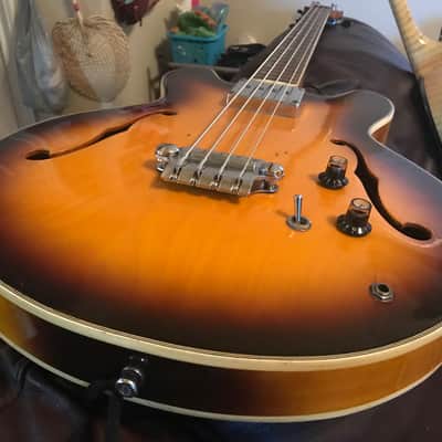 Vintage Ventura  Semi-hollow body bass guitar 335 copy 60’s-70’s Sunburst image 22