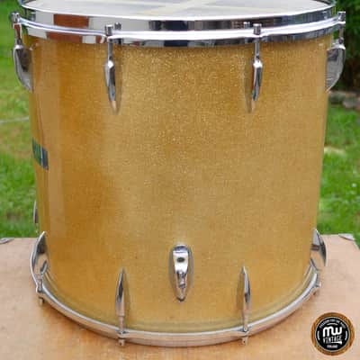 Sonor Teardrop Floortom Floor tom 18" x 16" 3-ply Gold Sparkle Vintage ULTRA RARE image 6
