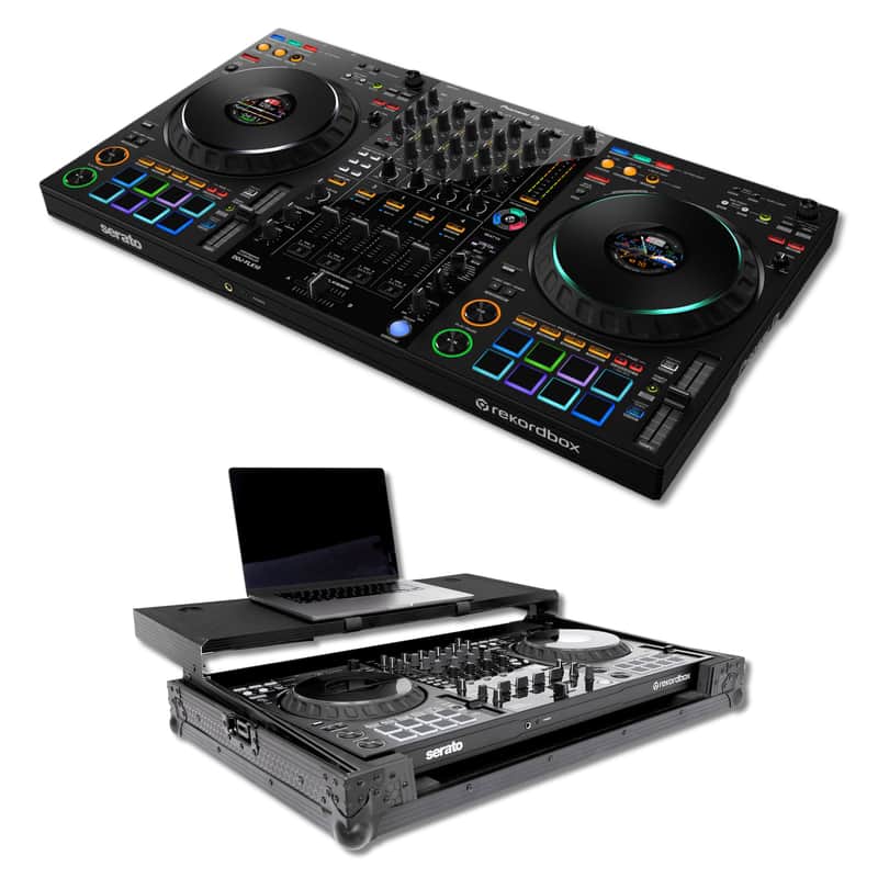 Pioneer DJ DDJ-FLX10 4-Deck DJ Controller with Headliner HL10012 All-Black Flight Case image 1
