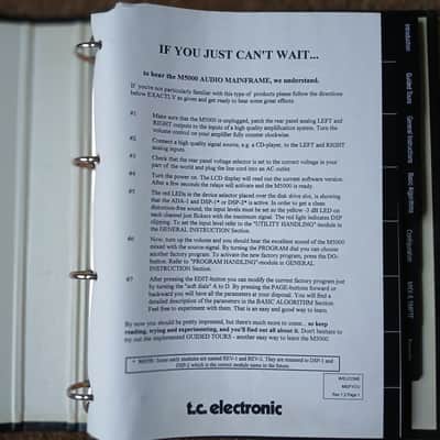 Owner's Manual for t.c electronic M500 Digital Audio Mainframe  1995 image 17