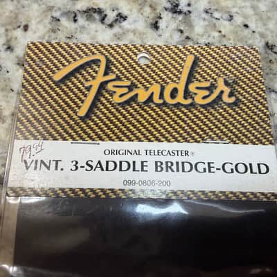 Fender 099-0806-200 American Vintage Telecaster 3-Saddle Bridge Assembly with Chromed-Brass Saddles 2010s - Gold image 4