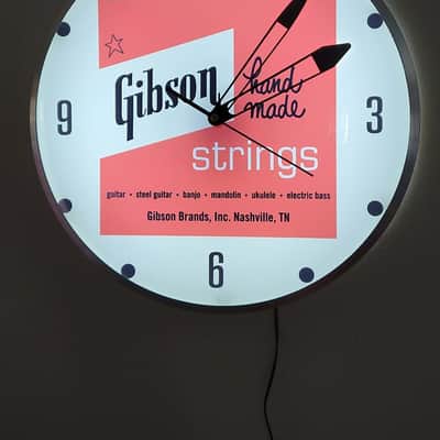 60's Style Gibson Guitars Round Light Up Clock Killer Cool Man Cave/Garage Accessory image 1