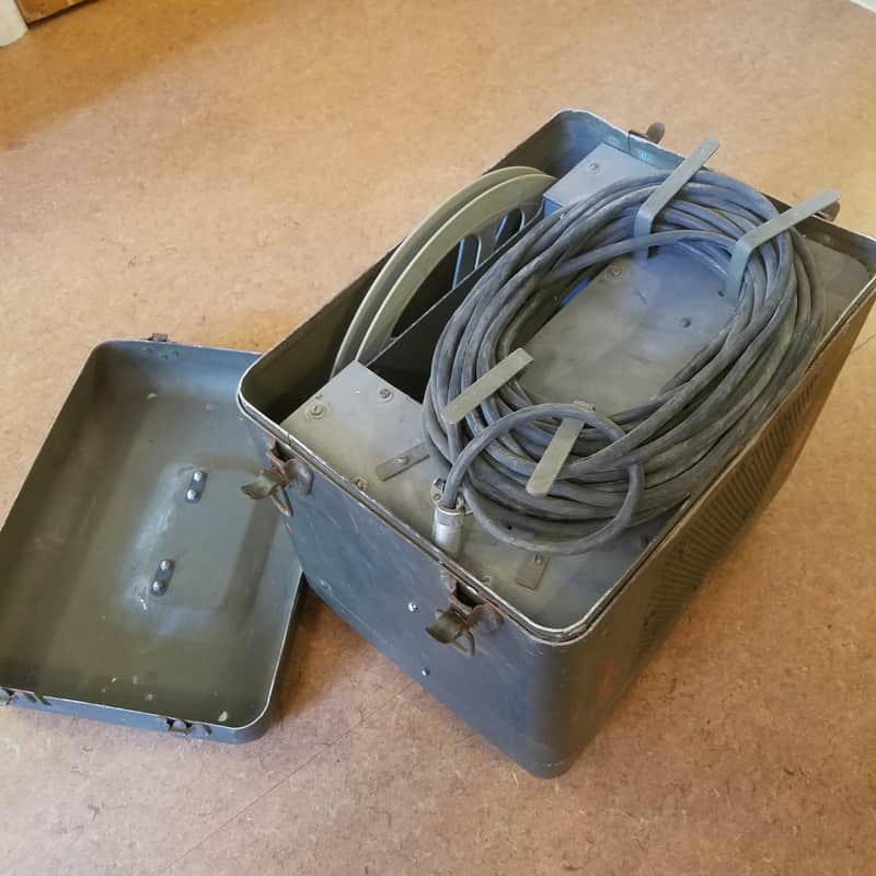 Jensen Federal Military speaker cab Projector Set AN/PFP-1 w/ Full-range P8P C5556 25 watt AlNiCo 8" 16 Ohm driver and cable 1954 - olive metal image 1