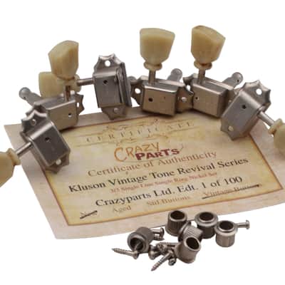 Kluson® 3/3by side Gibson style AGED Ltd.Edt. VTR Tuners Single Line/Single Ring Nickel image 1