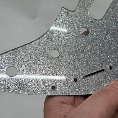 Platinum Silver Sparkle Glitter SSS pickguard + trem cover set Fits Fender Strat Stratocaster image 14