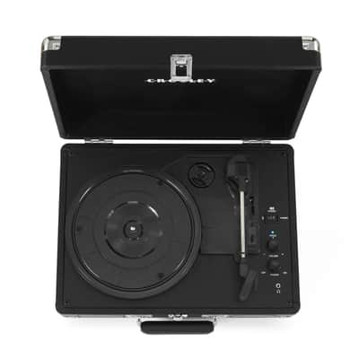 Crosley CR8005DP-BK1 Cruiser Plus Vintage 3-Speed Bluetooth in/Out Suitcase Vinyl Record Player Turntable with Built-in Speakers - Black image 3