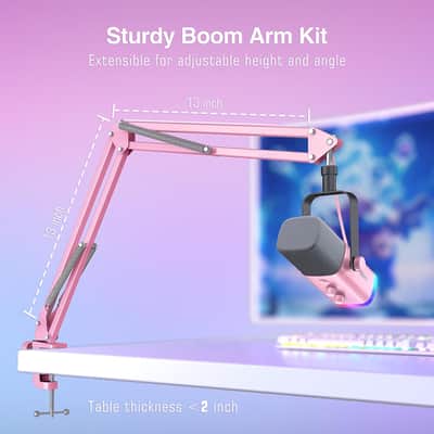 XLR Gaming Microphone USB, PC Dynamic Microphone Kit for Vocal, Recording, Podcast, Streaming RGB Mic with Headphone Jack, Mute Button, Boom Arm Stand for Computer/Mixer-AmpliGame AM8T Pink image 6