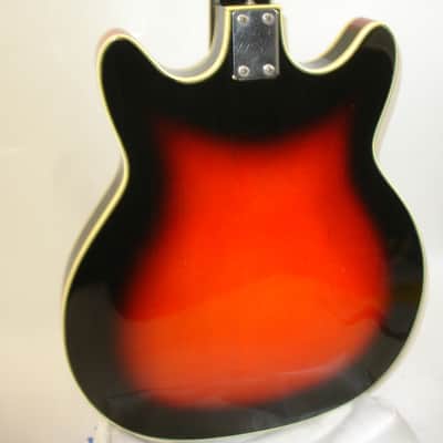 Vintage 1968 Custom Kraft Bone Buzzer 4-String Hollow-Body Electric Bass Guitar, Sunburst w/ Case image 17