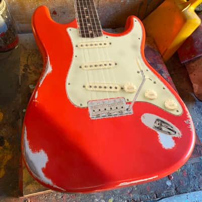Stratocaster Body, Nitro paint, Fiesta red relic, 100% handcrafted in Italy image 1