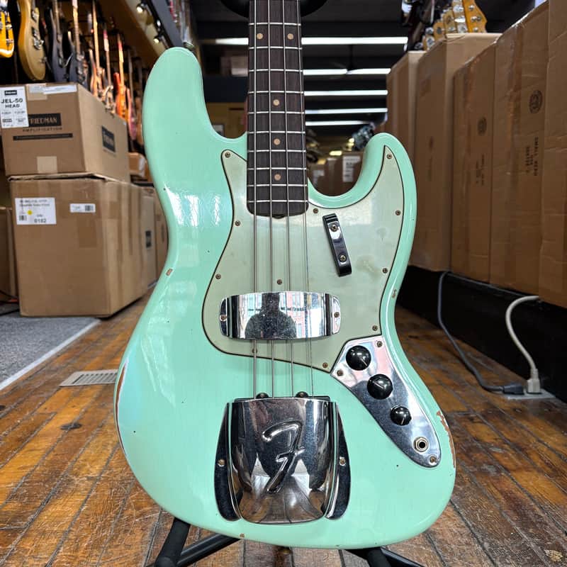 Fender Custom Shop Limited 1964 Jazz Bass Relic Aged Surf Green w/Hard Case image 1