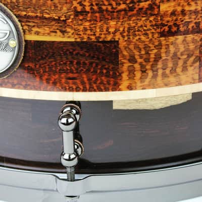 HHG Drums 14x8.5 Blackwood, Snakewood, And Maple Segmented Snare, High Gloss image 3