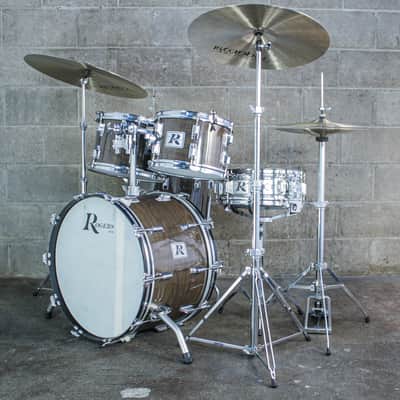 Rogers Londoner V Drum Kit – 1977 Big R Era – New Mahogany – Complete Memriloc Hardware image 2