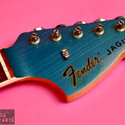 Vintage 1968 Fender Jaguar Neck - Original Lake Placid Blue Finish - Bound with Blocks!  100% image 5