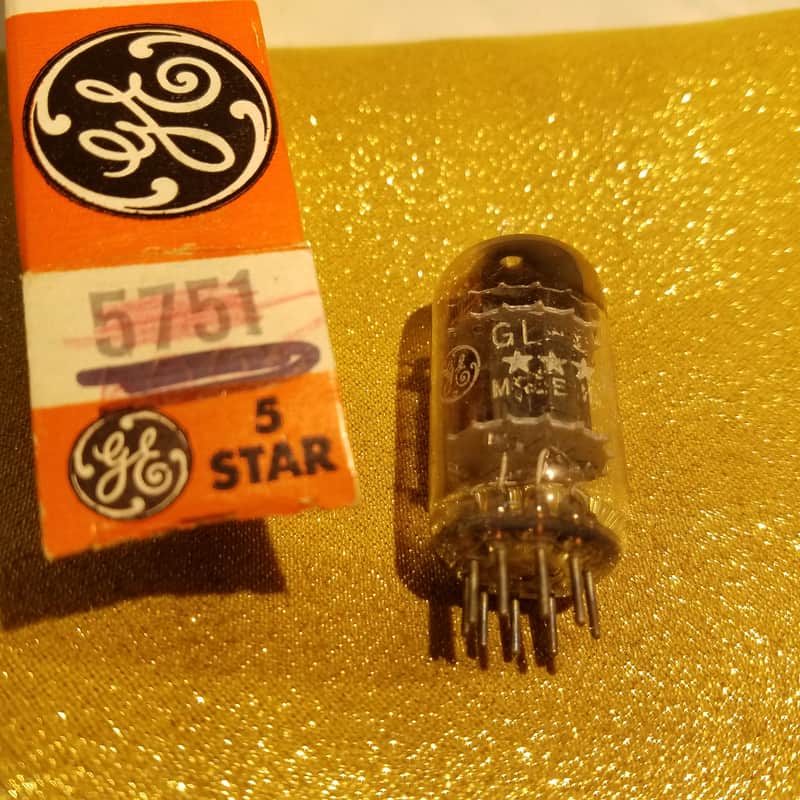 G.E ONE (1) 5751 black plate triple mica tNOS AT1000 TESTED Vacuum Tube dual triode 1954-1959 image 1