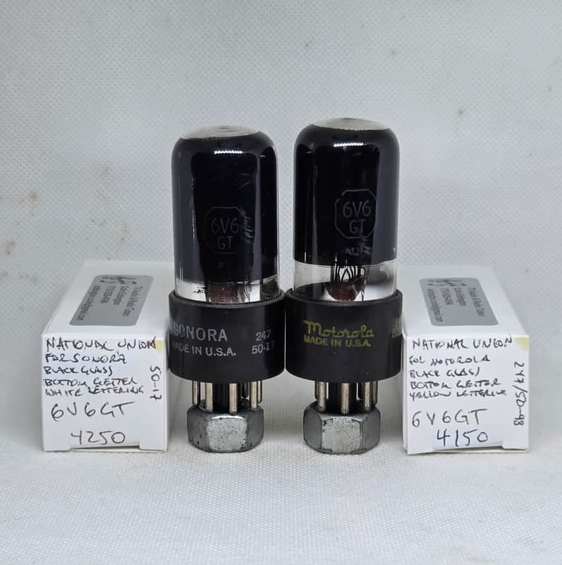 National Union 6V6GT Black Glass Well Matched (2.3%) Pair NOS 6V6 image 1