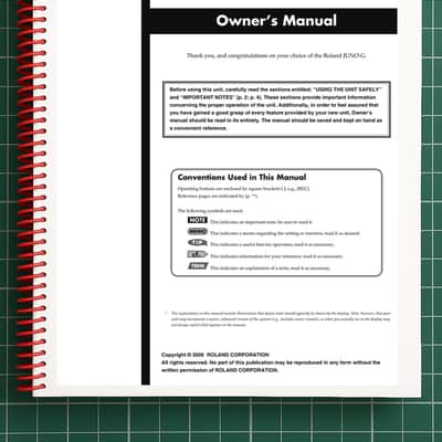 Roland Juno-G — Owners Manual User Guide Instructions — 251 Pages — USA Made