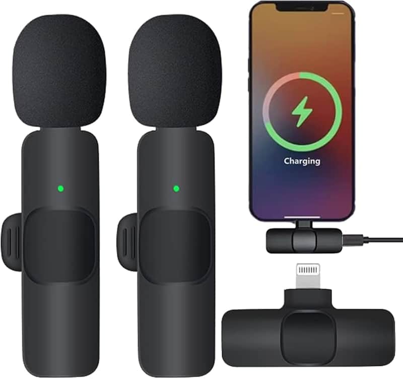 Mini Wireless Lavalier Microphone for iPhone Ipad Tiny Microphone Lapel Mic Plug-Play Small Phone Microphone Cordless Podcast Equipment Bundle for Video Recording/TikTok/Live Stream image 1
