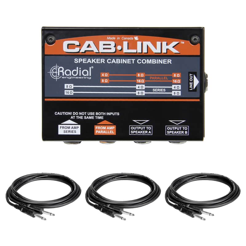 Radial Engineering Cab-Link Speaker Cabinet Merger bundle with 3 Hosa TS Cables image 1
