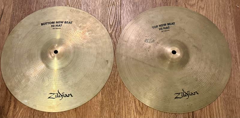 Zildjian New Beat 14" Hi-Hats Hi Hat Cymbals Vintage 70s 80s 1000 1400 Grams image 1