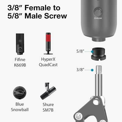 8 Pieces Mic Stand Adapter, 5/8 Female To 3/8 Male 3/8 Female To 5/8 Male 5/8 Female To 1/4 Male 1/4 Female To 5/8 Male Screw Thread Adapter For Microphone Stand Boom Arm Camera Tripod image 5