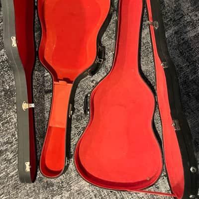 Set of 2 Guitar Acoustic Cases 1960’s-1970’s Black Exterior w Salmon Red Interior image 1