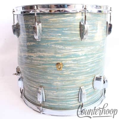 Ludwig Blue Oyster Pearl 16x16"Floor Tom Drum BOP Pre-Serial Keystone Vintage60s image 3