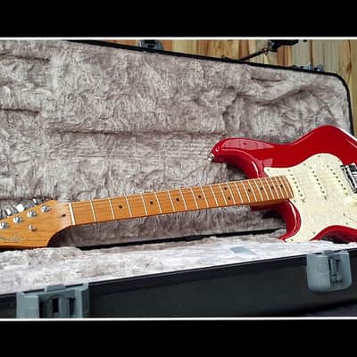 Fender Mod Shop Stratocaster - Crimson Red Transparent over Mahogany - LEFTY image 9