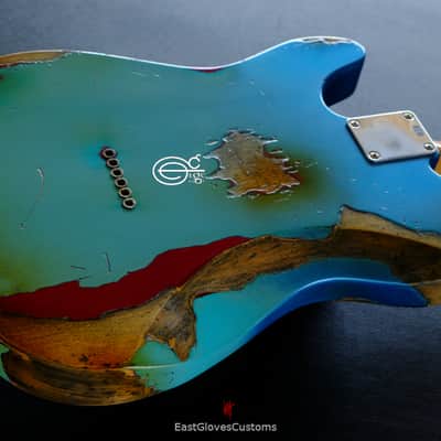 Fender Telecaster Blacktop HH Daphne Blue/Pelham Blue Heavy Aged Relic image 5