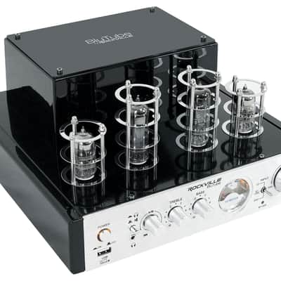 Rockville BluTube Tube Amplifier+(2) 5.25" White Bookshelf Speakers+28" Stands + Rockville BLUE 14G50 OFC 14 Gauge 50 Foot 100% Copper Speaker Wire image 7