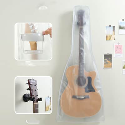 Guitar dust Cover wall mount Transparent Guitar Dust Cover PVC Frosted Fits Acoustic, Electric,ukulele Water Resistant Dust Dirt Moisture image 3