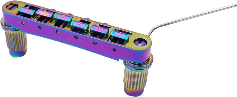 Guitar Saddle Bridge - Tune-O-Matic Bridges with Studs Replacement for LP EPI 6 String Electric Guitar (GM003, Rainbow Chameleon) image 1