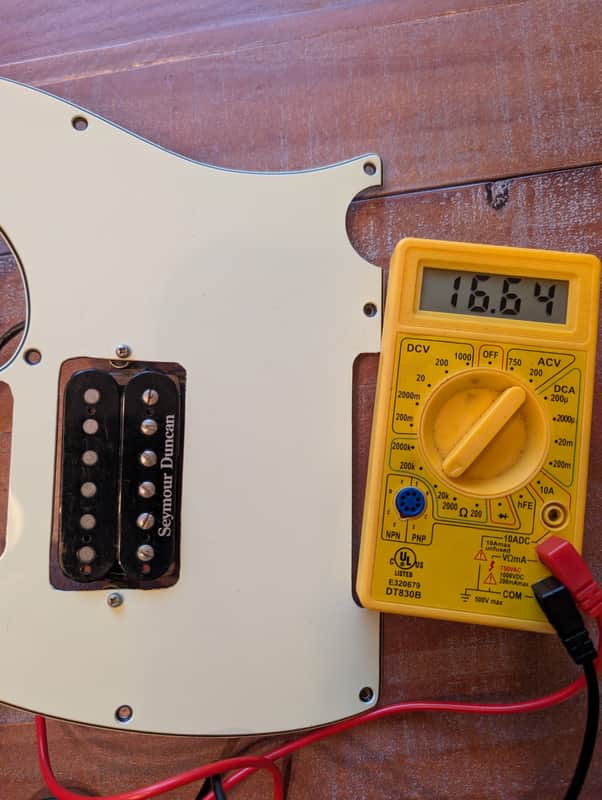 Seymour Duncan Duncan Distortion DD Humbucker Guitar Pickup On Tele Pickguard Black Pickup, White Pickguard 16.64K image 1