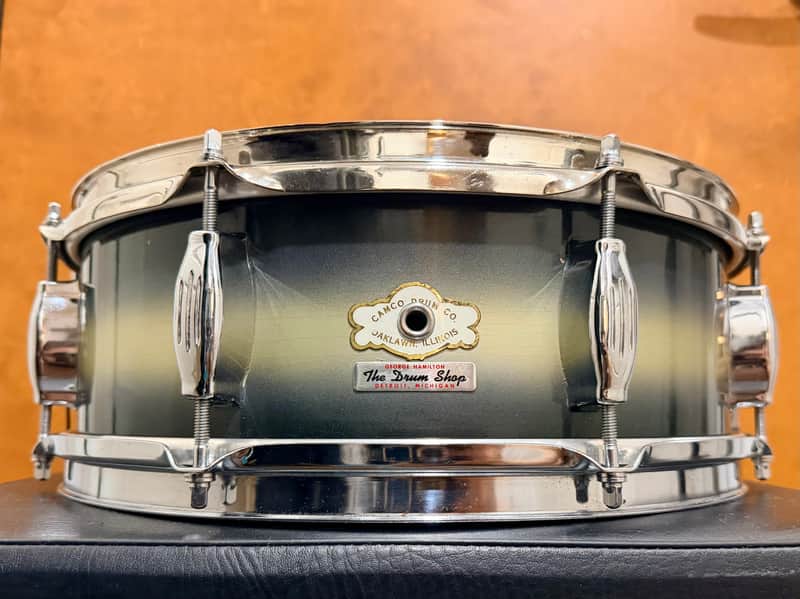Immagine Camco Oaklawn (1960s) 8-Lug 5x14 Black & Gold Duco Tuxedo Snare Drum - 1