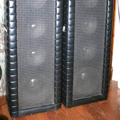 Pair of Kustom Tuck and Roll 302 PA 70's Black Speakers with 2-12" and 3-8" in each nice cabinet image 1