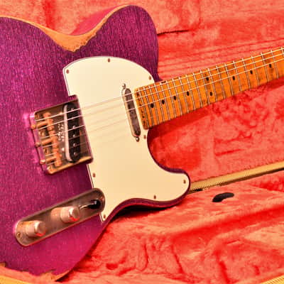 American Fender Custom Telecaster 2017 Magenta Sparkle Heavy Relic Lindy Fralins image 1