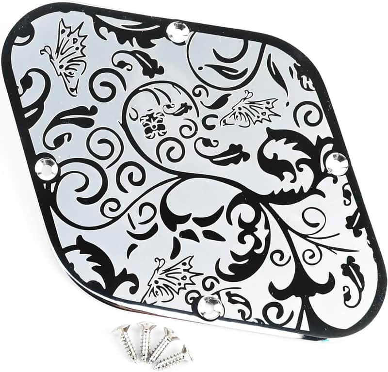 Les Paul Style Aluminum Alloy Engraved Control Cover - Chrome image 1