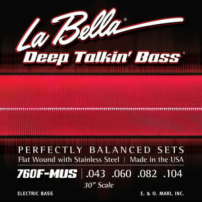 La Bella 760F-MUS Deep Talkin Bass Stainless Steel Flat Wound 30" Scale 43-104