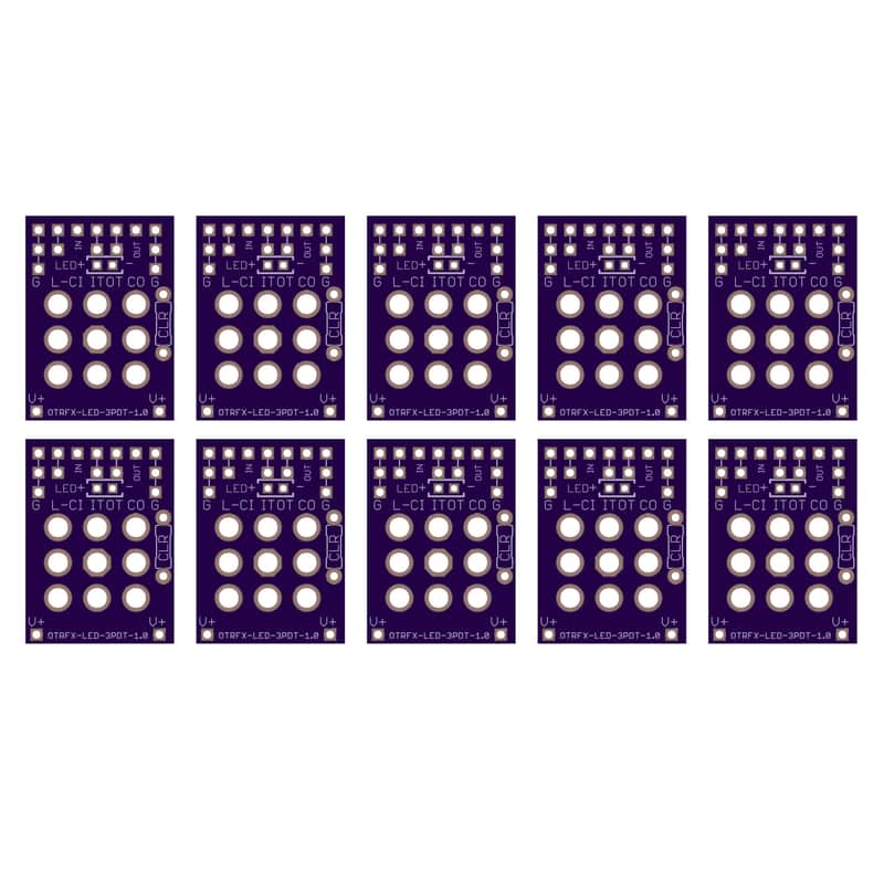 1-Color LED 3PDT True Bypass PCB’s - 10-pack image 1
