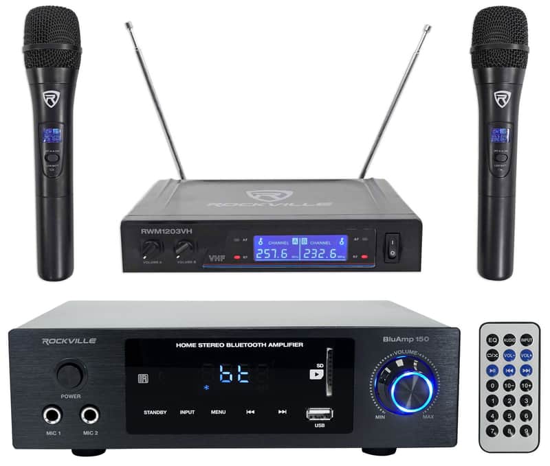 Rockville BLUAMP 150 Home Stereo Bluetooth Amplifier w/Optical/RCA+Wireless Mic image 1