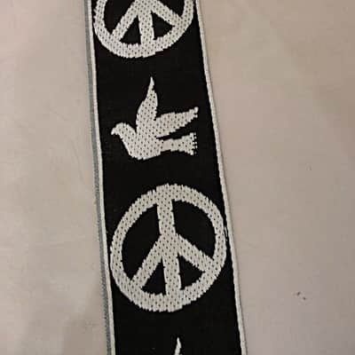 D'andrea Ace Reissue ACE6 Peace Jacquard Weave 2" wide Guitar Strap 2016 Black / White image 2