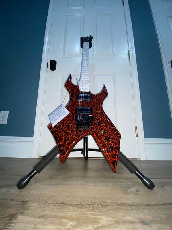 2022 BC Rich Stranger Things Eddie Munson Ltd Ed Warlock Red Krackle Guitar image 1