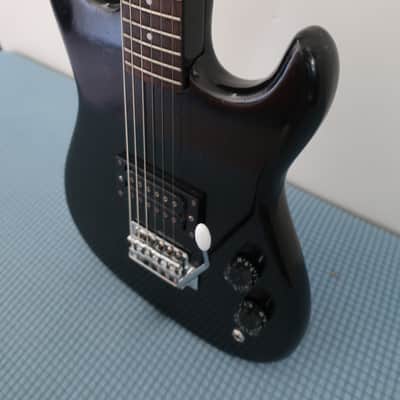 Vintage 1980s 1990s Memphis Teisco K Mart Brand Mini Black Metal Head Shredder Travel Kids Guitar Youth Junior 3/4 Travel Office Tour Bus Backstage Warm Up Guitar Loud Punchy Tone Fun! image 4