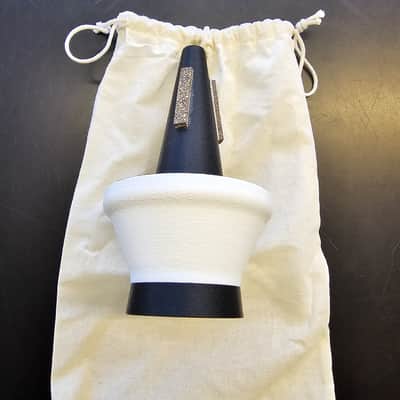 Huber Music Trumpet Wooden Bottom Fixed Cup Mute 2026 - Black and White Plastic image 2