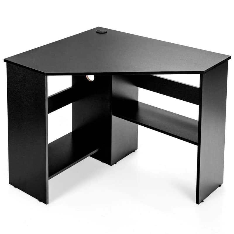 Triangle Music Production Desk – Corner Studio Workstation with Storage Shelf image 1