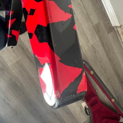 Hamer Vector Flying V 1985 - Red and Black Zulu Bengal Tiger Finish Electric GUI image 13